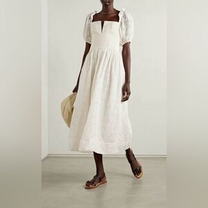 THE GREAT The Primrose broderie anglaise cotton midi dress size 1